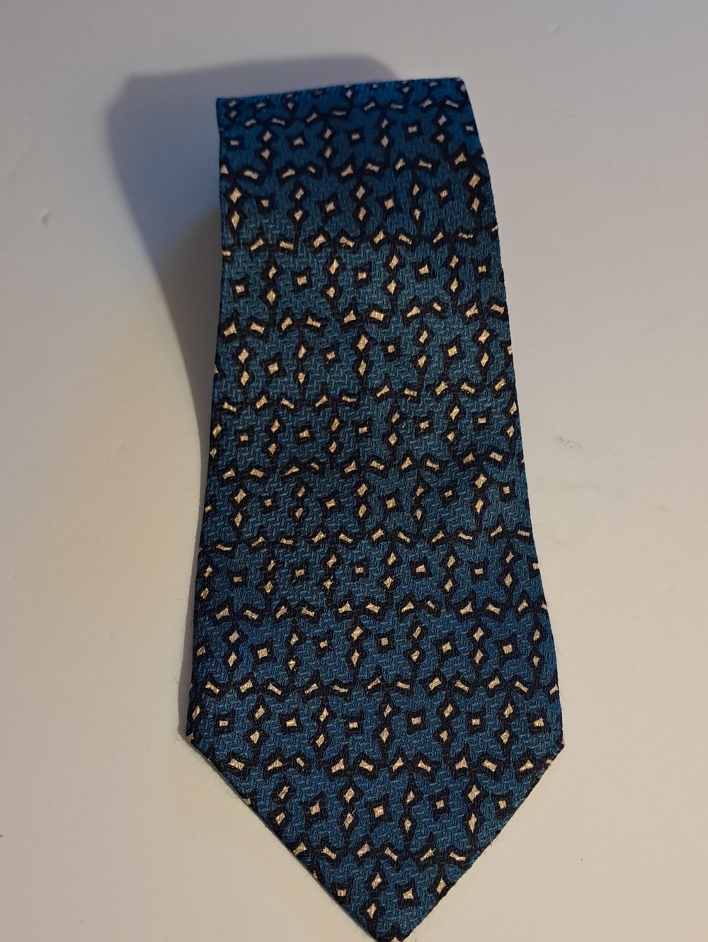 UNGARO PARIS Men's Teal Patterned Silk Tie - Teal  MADE IN ITALY